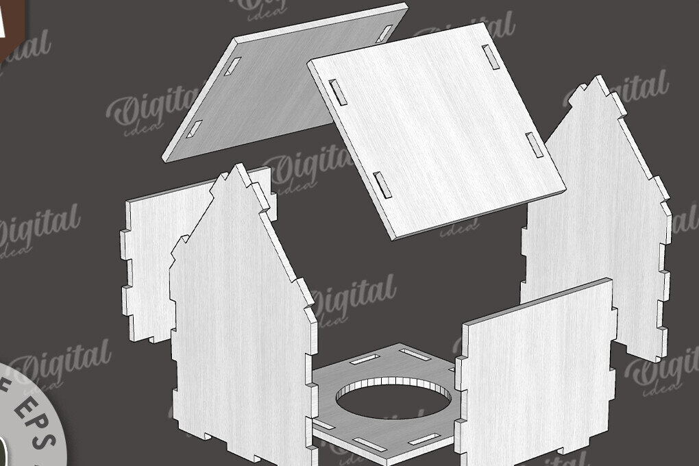 Intra απο ξύλο plywood 3mm-4mm πάχος Τρισδιάστατη σπιτιού. Διακόσμηση σπιτιού Δίασταση 30x20 cm INTRAFABR-117260088 - Image 3