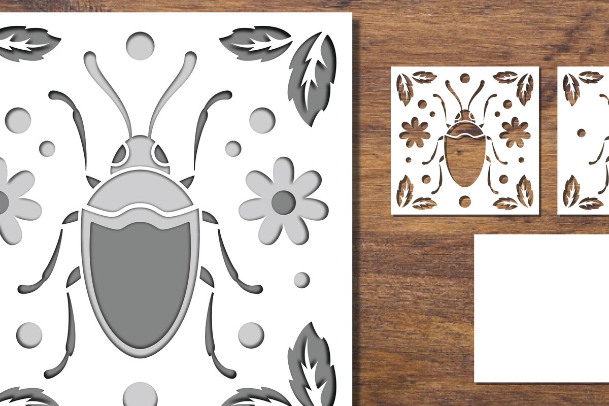 Intra απο ξύλο plywood 3mm-4mm πάχος 3D Papercut με στρώματα εντόμων 3 Δίασταση 15x15 cm INTRAFABR-91701185