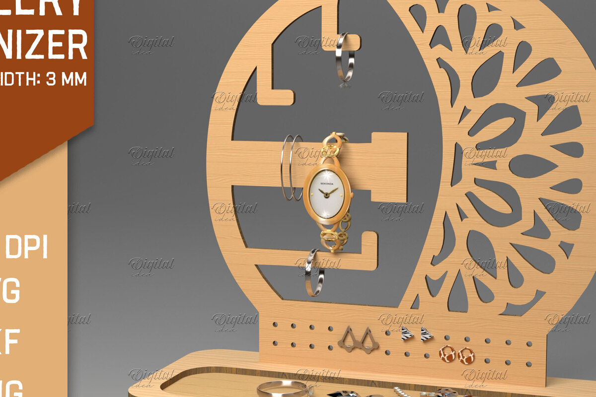 Intra απο ξύλο plywood 3mm-4mm πάχος Οργανωτής 3D κοσμημάτων. Οθόνη κοπής με λέιζερ Δίασταση 30x20 cm INTRAFABR-83372223