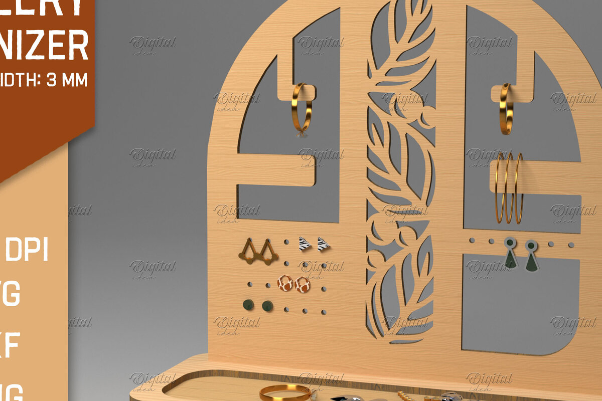 Intra απο ξύλο plywood 3mm-4mm πάχος Οργανωτής 3D κοσμημάτων. Οθόνη κοπής με λέιζερ Δίασταση 30x20 cm INTRAFABR-83372331 - Image 1