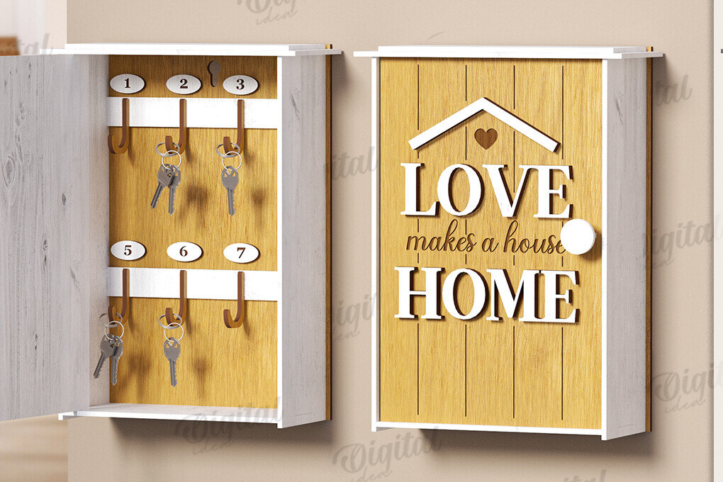 Intra απο ξύλο plywood 3mm-4mm πάχος 3D Key Organizer Box Δίασταση 30x20 cm INTRAFABR-121598873 - Image 1