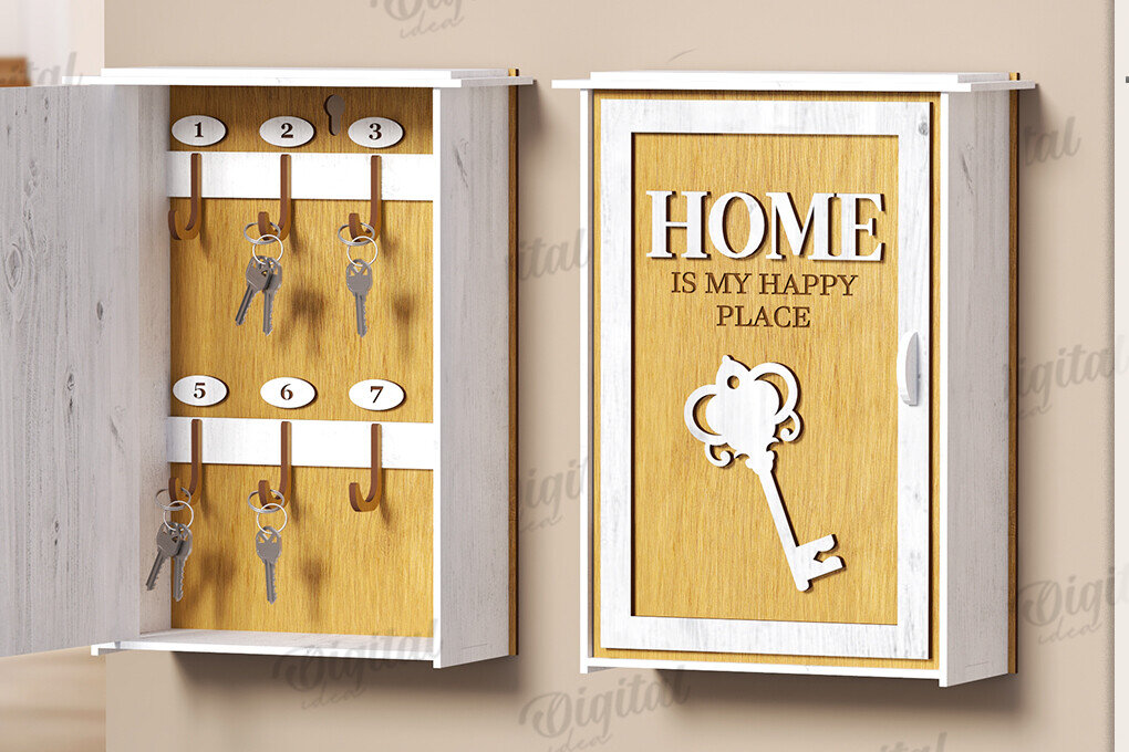 Intra απο ξύλο plywood 3mm-4mm πάχος 3D Key Organizer Box Δίασταση 30x20 cm INTRAFABR-121598579