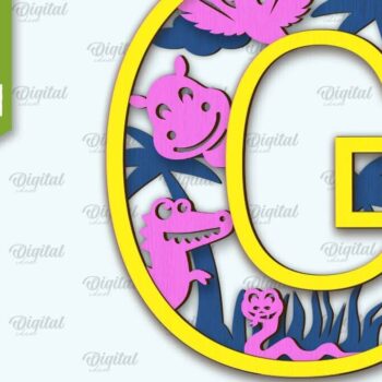 Intra απο ξύλο plywood 3mm-4mm πάχος Τρισδιάστατο μονόγραμμα με λέιζερ για παιδιά Letter G Δίασταση 30x20 cm INTRAFABR-106192607 - Image 1