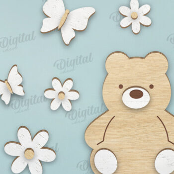 Intra απο ξύλο plywood 3mm-4mm πάχος Τρισδιάστατη διακόσμηση τοίχου παιδικού σταθμού με λέιζερ Δίασταση 30x20 cm INTRAFABR-122453634 - Image 1