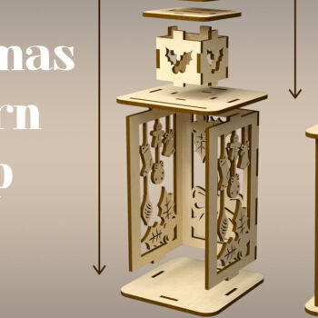 Intra απο ξύλο plywood 3mm-4mm πάχος 3D Φανάρι. Χριστουγεννιάτικο φανάρι με λέιζερ Δίασταση 15x15 cm INTRAFABR-81344906 - Image 3