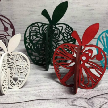 Intra απο ξύλο plywood 3mm-4mm πάχος Τρισδιάστατα μήλα κομμένα με λέιζερ Δίασταση 15x15 cm INTRAFABR-29581670 - Image 1