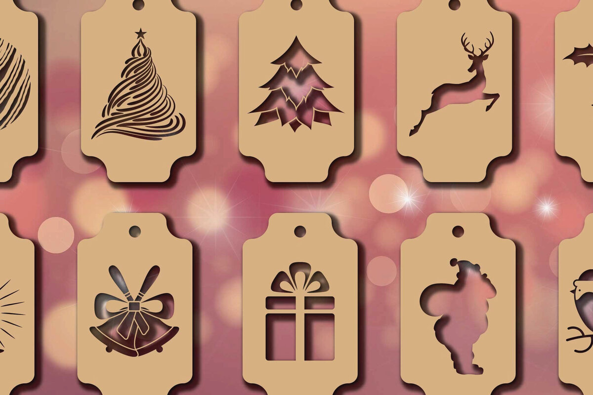 Intra απο ξύλο plywood 3mm-4mm πάχος Ετικέτα δώρου Χριστουγέννων τρισδιάστατη , κοπή Δίασταση 15x15 cm INTRAFABR-19245097