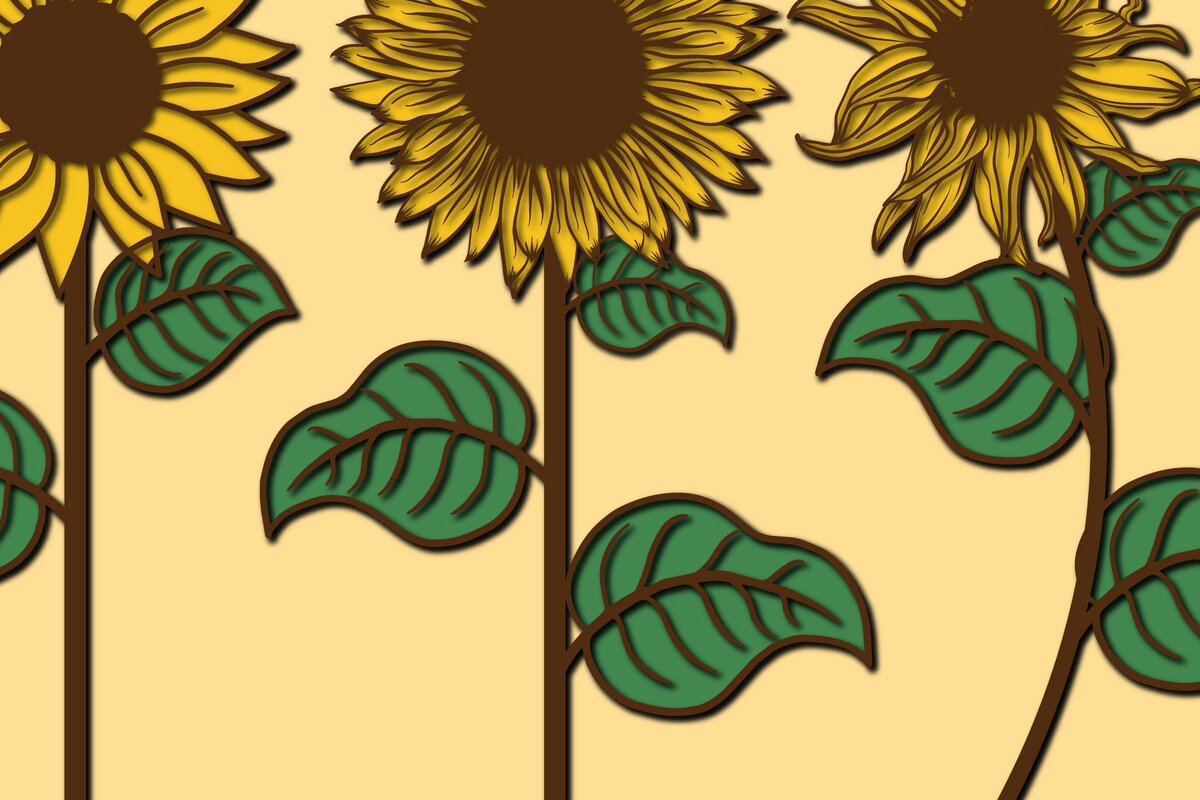 Intra απο ξύλο plywood 3mm-4mm πάχος 3D Layer Sunflowers Δίασταση 25x25 cm INTRAFABR-41457068