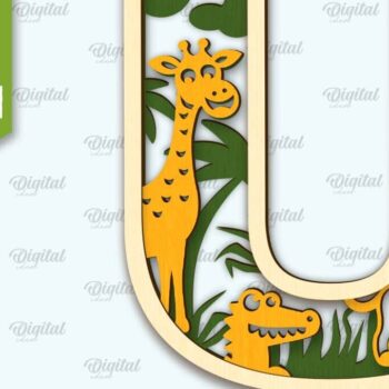 Intra απο ξύλο plywood 3mm-4mm πάχος Τρισδιάστατη μονόγραμμα Letter U Δίασταση 30x20 cm INTRAFABR-108297837 - Image 1