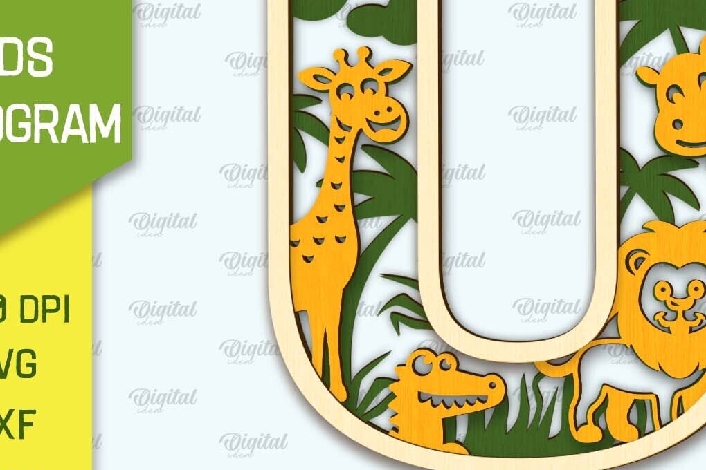 Intra απο ξύλο plywood 3mm-4mm πάχος Τρισδιάστατη μονόγραμμα Letter U Δίασταση 30x20 cm INTRAFABR-108297837