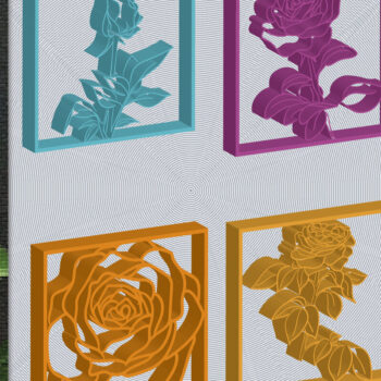 Intra απο ξύλο plywood 3mm-4mm πάχος Τρισδιάστατη δέσμη τριαντάφυλλων κομμένων λέιζερ Δίασταση 30x20 cm INTRAFABR-29854763 - Image 1