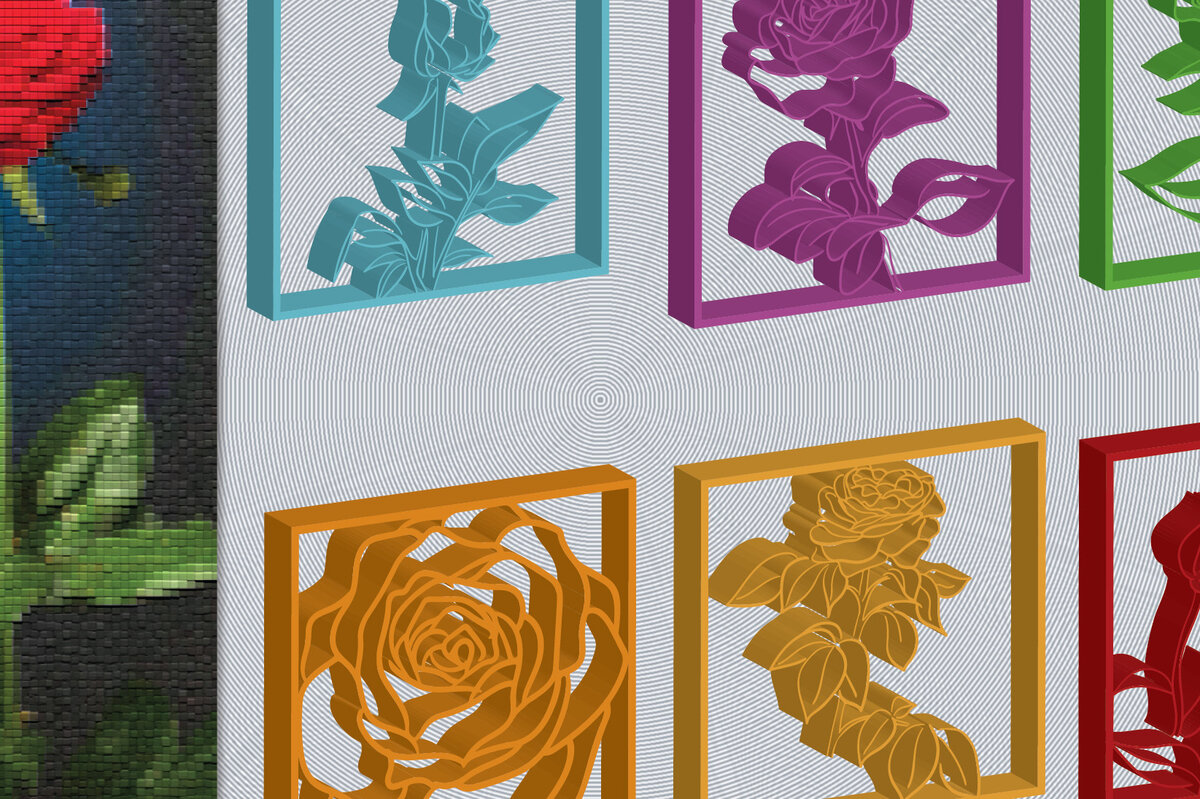 Intra απο ξύλο plywood 3mm-4mm πάχος Τρισδιάστατη δέσμη τριαντάφυλλων κομμένων λέιζερ Δίασταση 30x20 cm INTRAFABR-29854763