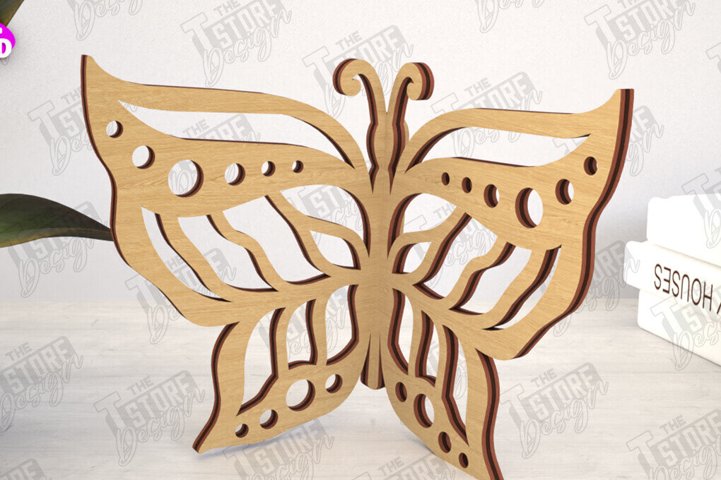 Intra απο ξύλο plywood 3mm-4mm πάχος 3D Decor | Σχήμα πεταλούδας | CNC Δίασταση 30x20 cm INTRAFABR-113992046 - Image 1