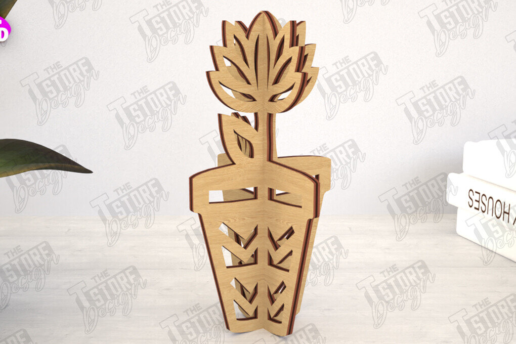 Intra απο ξύλο plywood 3mm-4mm πάχος 3D  Decor | Σχήμα λουλουδιών|Διακόσμηση σπιτιού Δίασταση 30x20 cm INTRAFABR-113992011 - Image 1