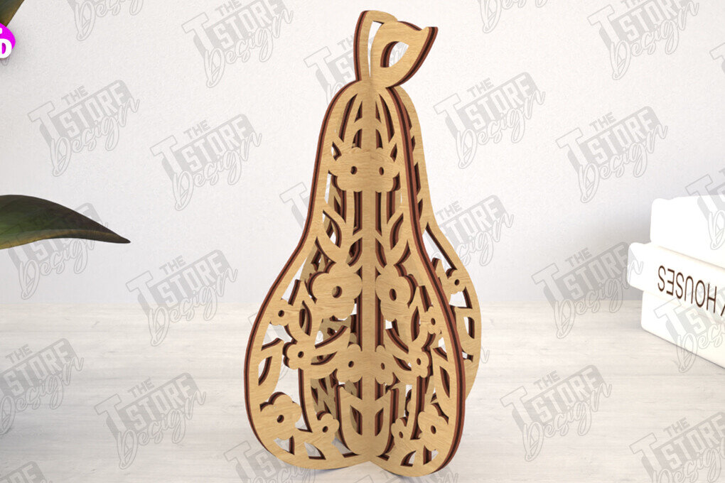 Intra απο ξύλο plywood 3mm-4mm πάχος 3D  Decor | Σχήμα αχλαδιού | Διακόσμηση σπιτιού Δίασταση 30x20 cm INTRAFABR-113992019