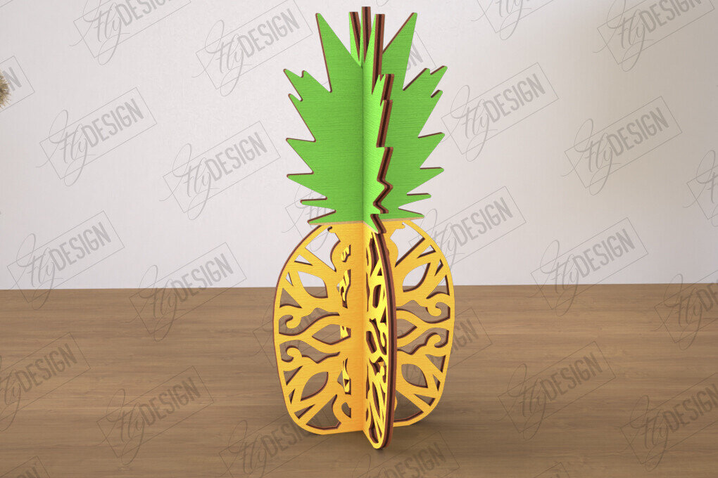 Intra απο ξύλο plywood 3mm-4mm πάχος 3D  Decor | Σχήμα ανανά | CNC Δίασταση 30x20 cm INTRAFABR-113994389