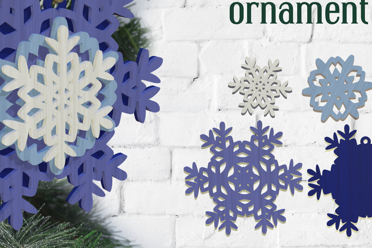 Intra απο ξύλο plywood 3mm-4mm πάχος Τρισδιάστατα στολίδια νιφάδας χιονιού με στρώματα  Δίασταση 8x8 cm INTRAFABR-80866686