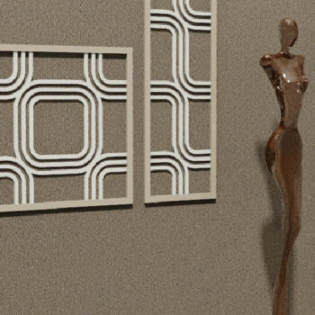 Intra απο ξύλο plywood 3mm-4mm πάχος Τρισδιάστατο πλέγμα κοπής με λέιζερ Nova 1 Δίασταση 15x15 cm INTRAFABR-4224963 - Image 2