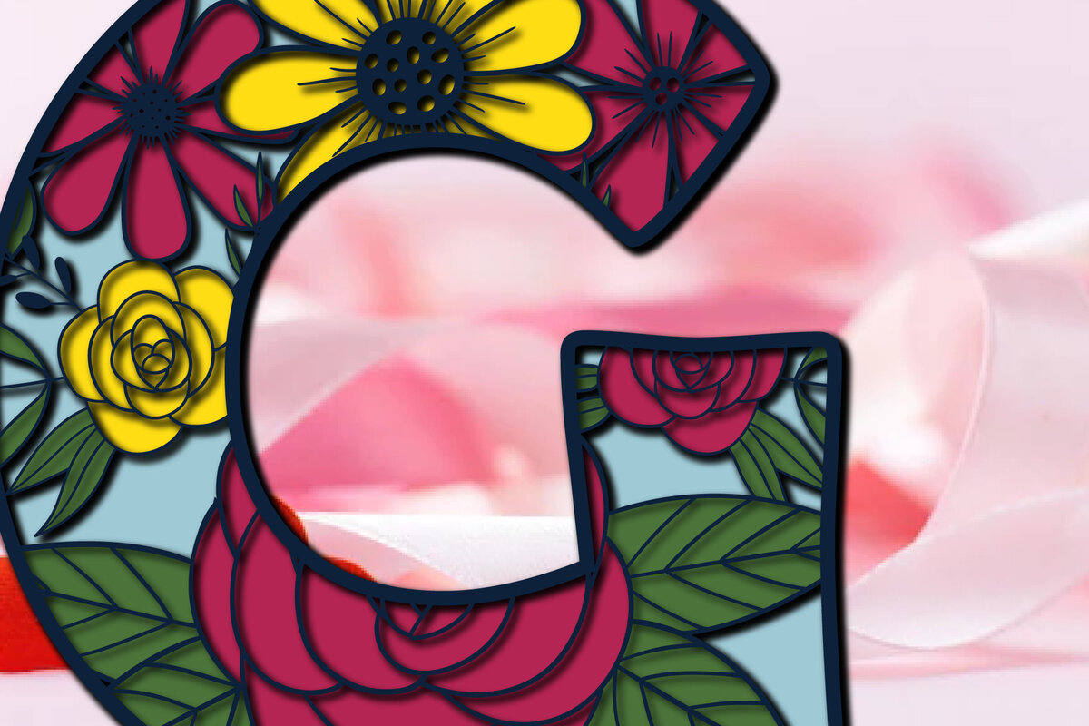 Intra απο ξύλο plywood 3mm-4mm πάχος 3d Layer Floral Alphabet G Cut  Δίασταση 15x15 cm INTRAFABR-28849782