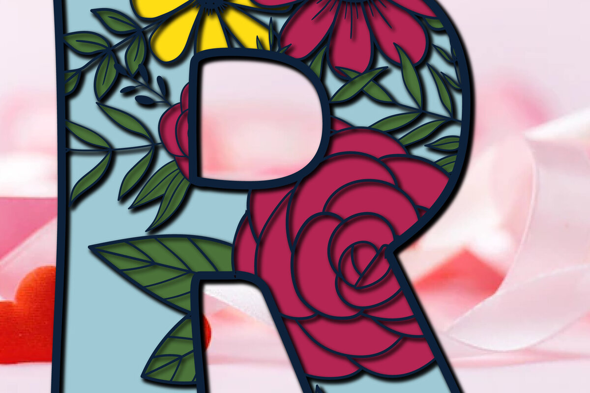 Intra απο ξύλο plywood 3mm-4mm πάχος 3d Layer Floral Alphabet R Δίασταση 15x15 cm INTRAFABR-28877810