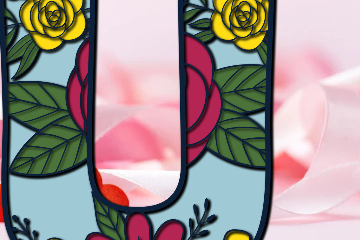 Intra απο ξύλο plywood 3mm-4mm πάχος 3d Layer Floral Alphabet U Δίασταση 15x15 cm INTRAFABR-28878722