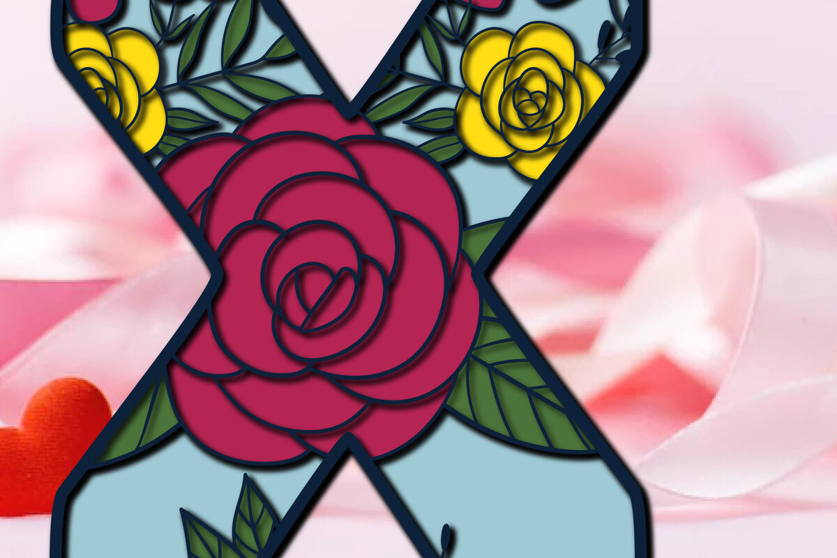 Intra απο ξύλο plywood 3mm-4mm πάχος 3d Layer Floral Alphabet X Δίασταση 15x15 cm INTRAFABR-28880102