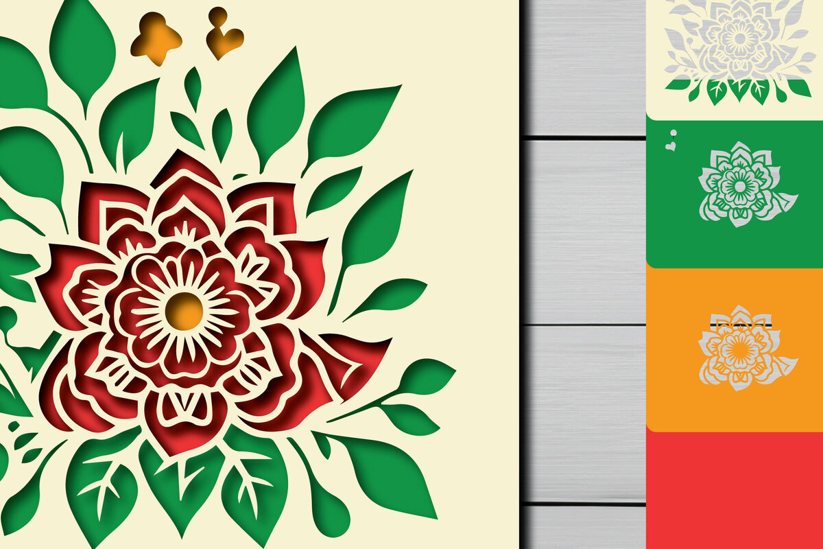 Intra απο ξύλο plywood 3mm-4mm πάχος 3D Layer Flower Cut File Decor Δίασταση 30x20 cm INTRAFABR-96120904