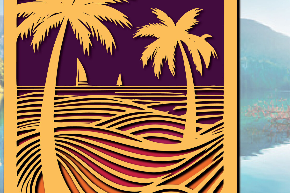 Intra απο ξύλο plywood 3mm-4mm πάχος 3D Layer Summer Sea Wall Art Δίασταση 40x40 cm INTRAFABR-96287361