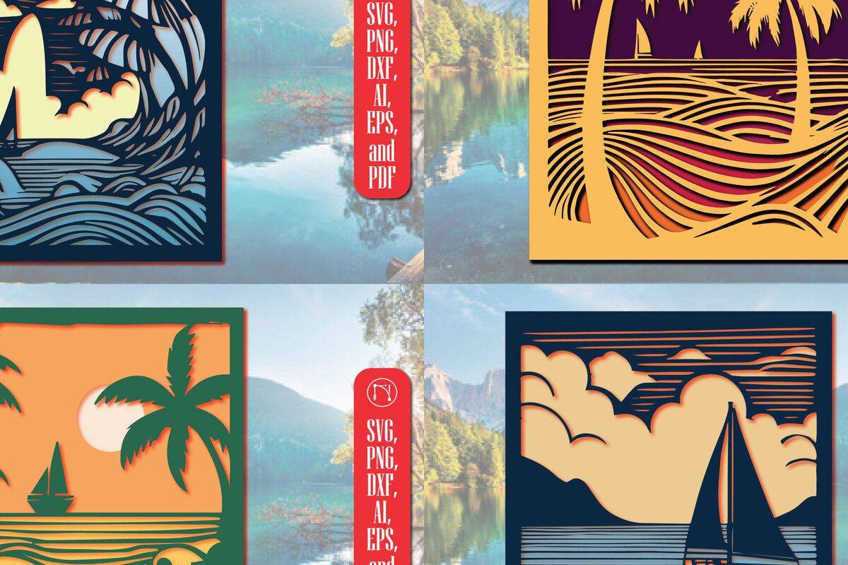 Intra απο ξύλο plywood 3mm-4mm πάχος 3D Layer Summer Sea Wall Art Δίασταση 40x40 cm INTRAFABR-96293034