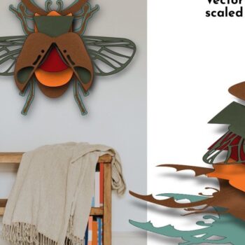 Intra απο ξύλο plywood 3mm-4mm πάχος 3D Layered Beetle , Έντομο Τέχνη Δίασταση 15x15 cm INTRAFABR-35708703 - Image 1