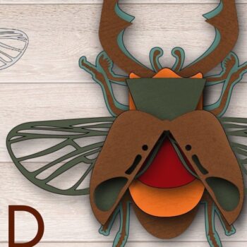 Intra απο ξύλο plywood 3mm-4mm πάχος 3D Layered Beetle , Έντομο Τέχνη Δίασταση 15x15 cm INTRAFABR-35708703 - Image 2
