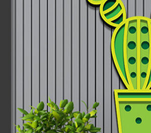 Intra απο ξύλο plywood 3mm-4mm πάχος Αυτοκόλλητο τοίχου με 3d ed Cactus Cut  Δίασταση 40x40 cm INTRAFABR-68736126
