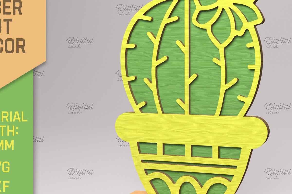 Intra απο ξύλο plywood 3mm-4mm πάχος 3D Layered Cactus Stand Δίασταση 30x20 cm INTRAFABR-83504957