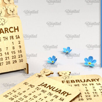 Intra απο ξύλο plywood 3mm-4mm πάχος 3D Layered Calendar . Κουνελάκι Δίασταση 15x15 cm INTRAFABR-88822021 - Image 1