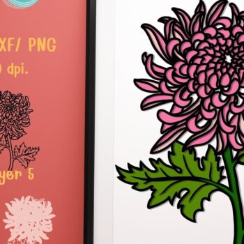 Intra απο ξύλο plywood 3mm-4mm πάχος Τρισδιάστατο γαρύφαλλο με στρώματα Δίασταση 10x12 cm INTRAFABR-71317259 - Image 1