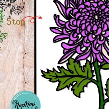 Intra απο ξύλο plywood 3mm-4mm πάχος Τρισδιάστατο γαρύφαλλο με στρώματα Δίασταση 10x12 cm INTRAFABR-71317259 - Image 3