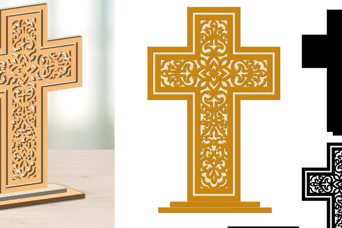 Intra απο ξύλο plywood 3mm-4mm πάχος 3d Layered Christian Cross EPS Δίασταση 30x20 cm INTRAFABR-113456443