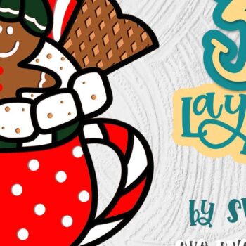 Intra απο ξύλο plywood 3mm-4mm πάχος Σχέδιο 3D Layered Christmas Cocoa 05 Δίασταση 15x15 cm INTRAFABR-35011103 - Image 1