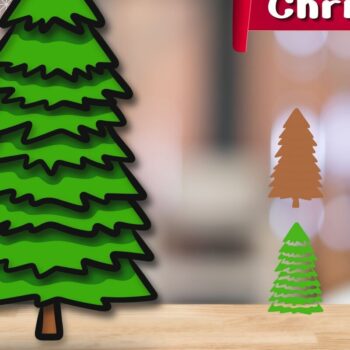 Intra απο ξύλο plywood 3mm-4mm πάχος Τρισδιάστατο χριστουγεννιάτικο δέντρο με στρώματα Δίασταση 30x20 cm INTRAFABR-82334432 - Image 1