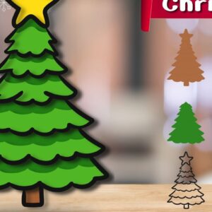 Intra απο ξύλο plywood 3mm-4mm πάχος Τρισδιάστατο χριστουγεννιάτικο δέντρο με στρώματα Δίασταση 30x20 cm INTRAFABR-82335188