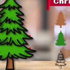 Intra απο ξύλο plywood 3mm-4mm πάχος Τρισδιάστατο χριστουγεννιάτικο δέντρο με στρώματα Δίασταση 30x20 cm INTRAFABR-82677227