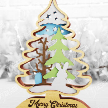 Intra απο ξύλο plywood 3mm-4mm πάχος Χριστουγεννιάτικο δέντρο με 3D στρώματα | Διακοπές |CNC Δίασταση 15x15 cm INTRAFABR-105596643 - Image 1