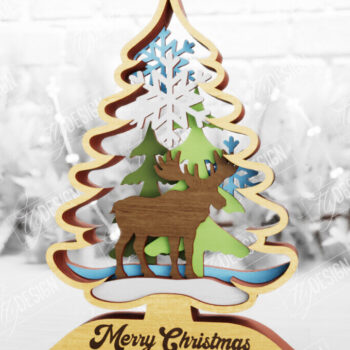 Intra απο ξύλο plywood 3mm-4mm πάχος Χριστουγεννιάτικο δέντρο με 3D στρώματα | Διακοπές |CNC Δίασταση 15x15 cm INTRAFABR-105596667 - Image 1