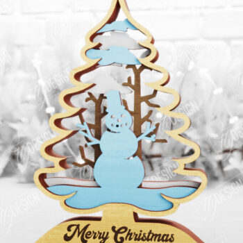 Intra απο ξύλο plywood 3mm-4mm πάχος Χριστουγεννιάτικο δέντρο με 3D στρώματα | Διακοπές |CNC Δίασταση 15x15 cm INTRAFABR-105596704 - Image 1