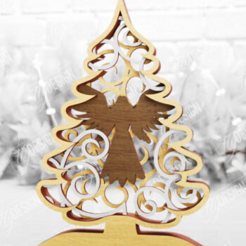 Intra απο ξύλο plywood 3mm-4mm πάχος Χριστουγεννιάτικο δέντρο με 3D στρώματα | Διακοπές |CNC Δίασταση 15x15 cm INTRAFABR-105596741 - Image 1