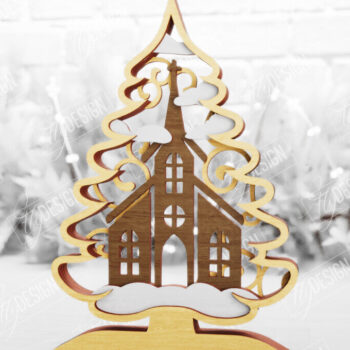 Intra απο ξύλο plywood 3mm-4mm πάχος Χριστουγεννιάτικο δέντρο με 3D στρώματα | Διακοπές |CNC Δίασταση 15x15 cm INTRAFABR-105596770 - Image 1