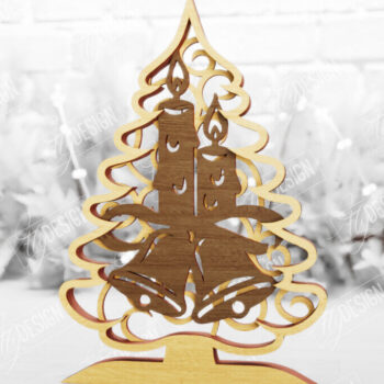 Intra απο ξύλο plywood 3mm-4mm πάχος Χριστουγεννιάτικο δέντρο με 3D στρώματα | Διακοπές |CNC Δίασταση 15x15 cm INTRAFABR-105596814 - Image 1