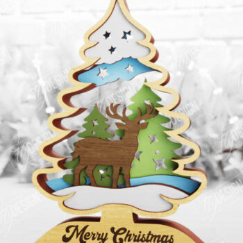 Intra απο ξύλο plywood 3mm-4mm πάχος Χριστουγεννιάτικο δέντρο με 3D στρώματα | Διακοπές |CNC Δίασταση 15x15 cm INTRAFABR-105596591 - Image 1