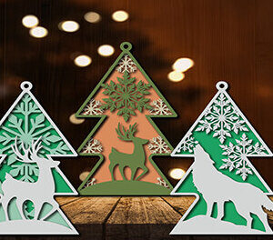 Intra απο ξύλο plywood 3mm-4mm πάχος Τρισδιάστατα στολίδια χριστουγεννιάτικων δέντρων Δίασταση 3x3 cm INTRAFABR-18061636