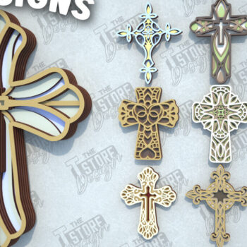 Intra απο ξύλο plywood 3mm-4mm πάχος Δέσμη 3D Layered Cross | Χριστιανικό σημάδι Δίασταση 30x20 cm INTRAFABR-108318431 - Image 1